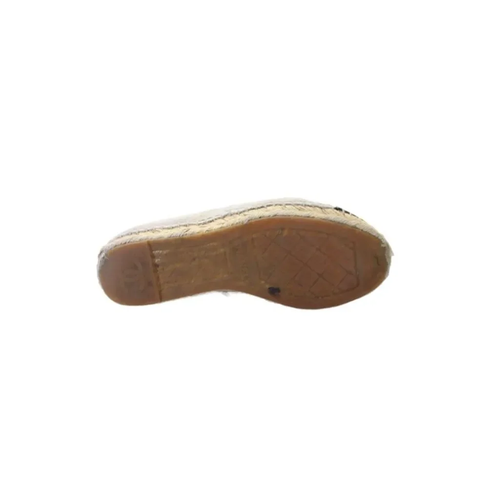 Chanel Women's Round Toe Espadrille Slip-On Flat Shoes Beige Size 7